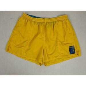 Vintage Speedo Men's XL Nylon Swim Trunks Shorts Lined Drawstring Waist Yellow